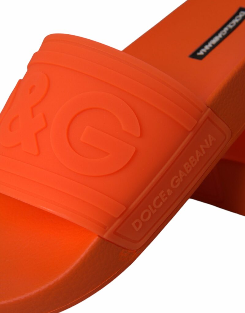 Dolce & Gabbana Orange Rubber Slides Sandals Beachwear Shoes - Image 8