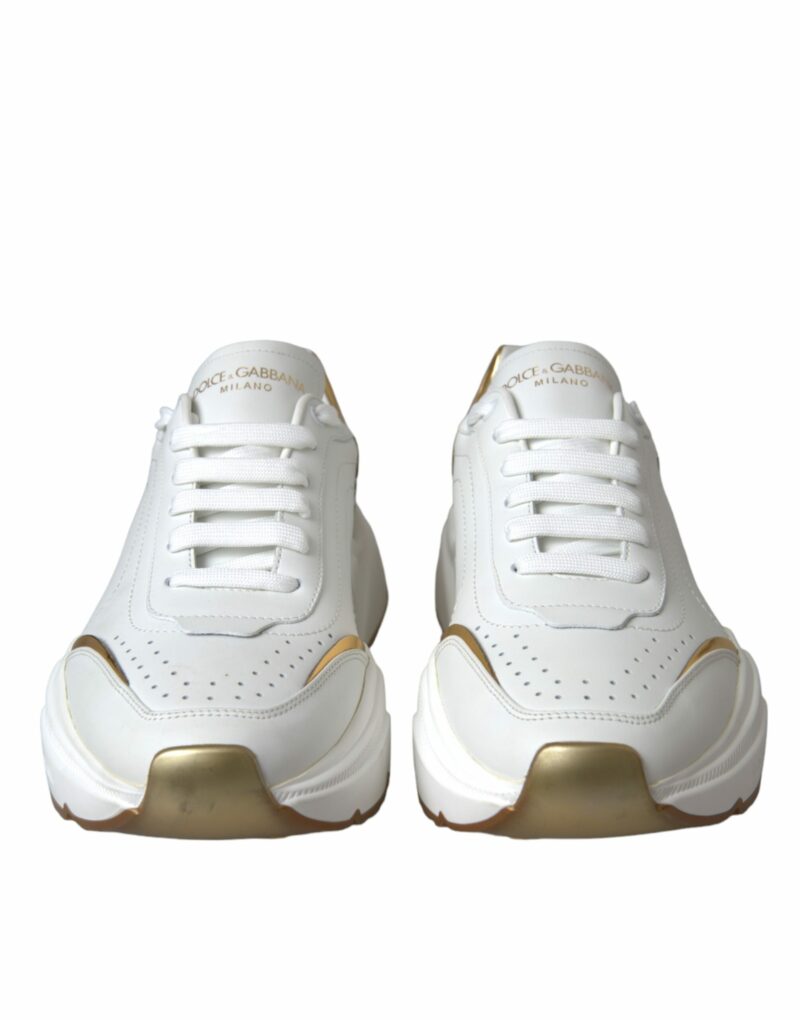 Dolce & Gabbana White Gold DAYMASTER Leather Sneakers Shoes - Image 2