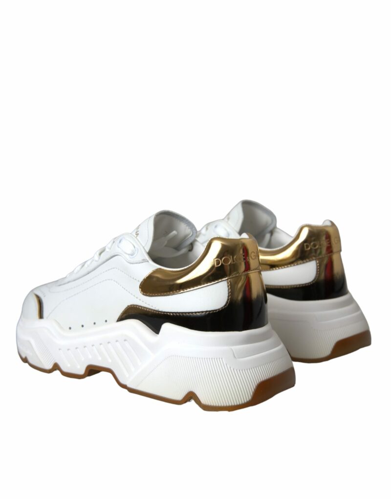 Dolce & Gabbana White Gold DAYMASTER Leather Sneakers Shoes - Image 4
