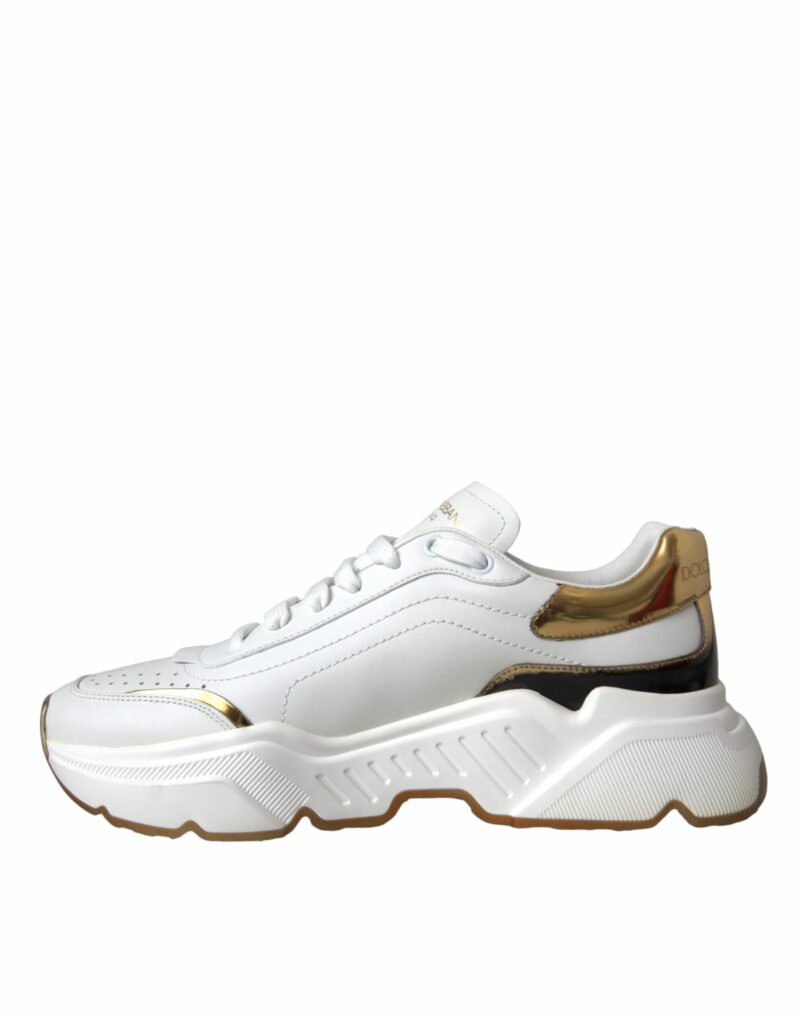 Dolce & Gabbana White Gold DAYMASTER Leather Sneakers Shoes - Image 5