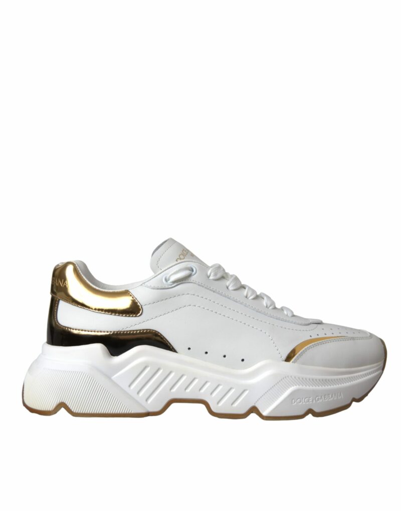 Dolce & Gabbana White Gold DAYMASTER Leather Sneakers Shoes - Image 6