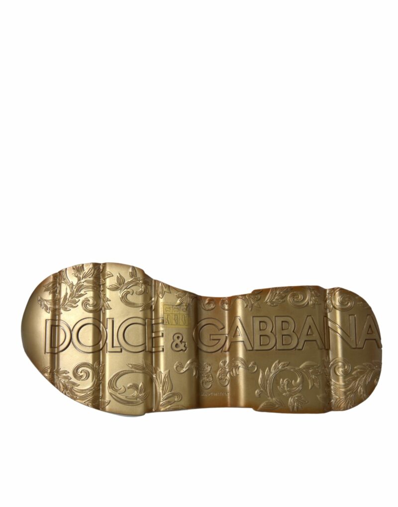 Dolce & Gabbana White Gold DAYMASTER Leather Sneakers Shoes - Image 7