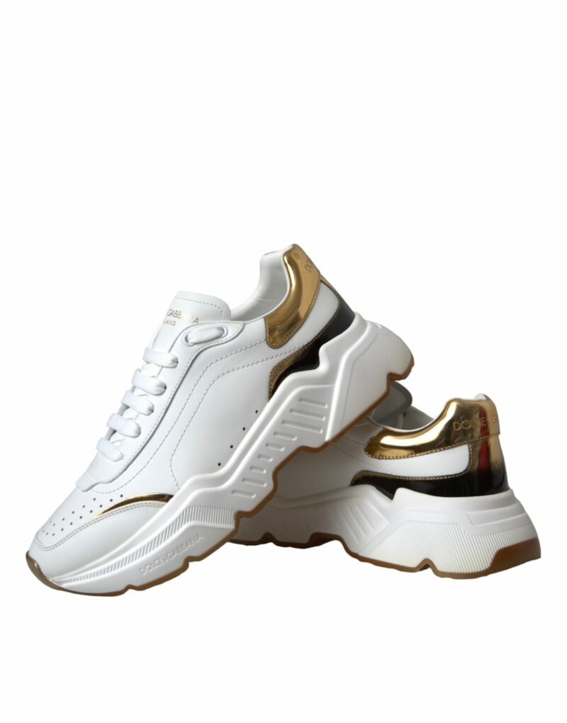 Dolce & Gabbana White Gold DAYMASTER Leather Sneakers Shoes - Image 8