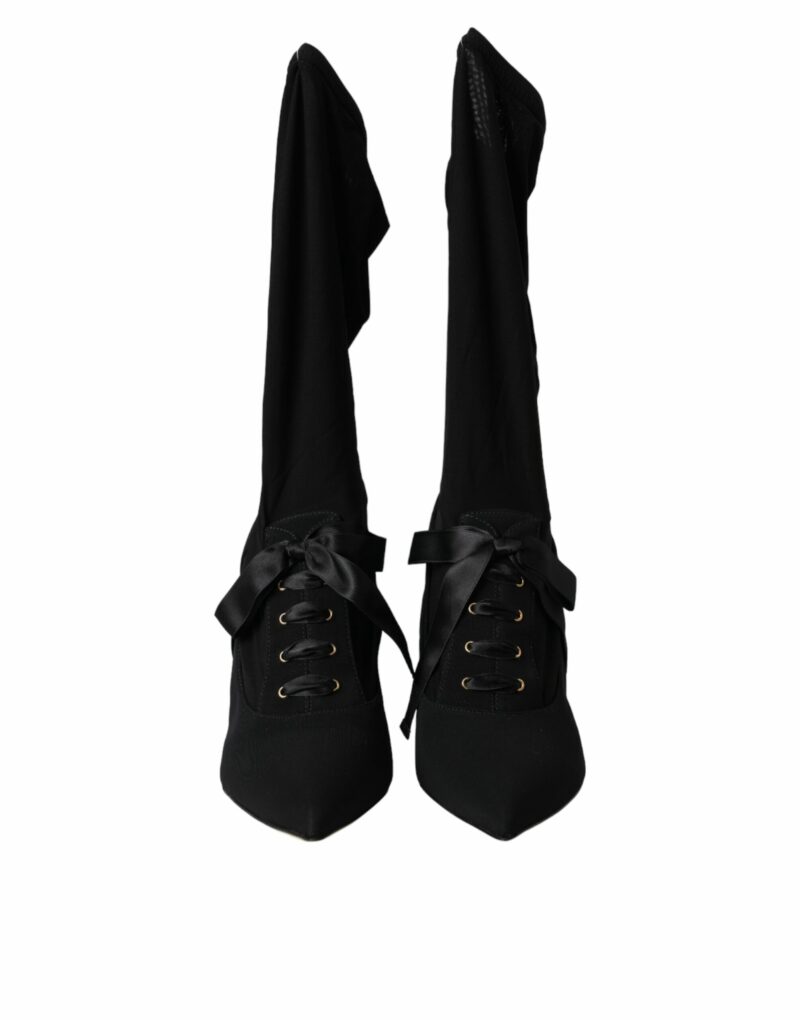 Dolce & Gabbana Black Stiletto Heels Mid Calf Boots Shoes - Image 2