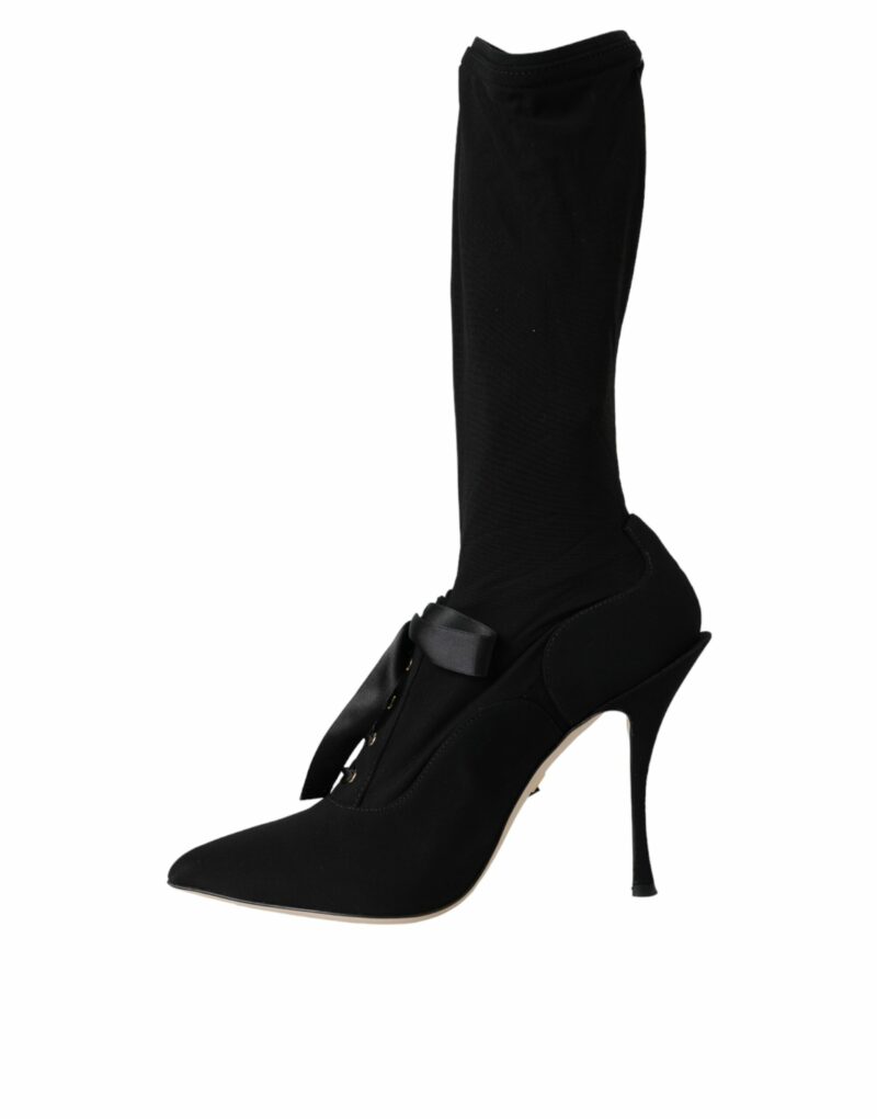 Dolce & Gabbana Black Stiletto Heels Mid Calf Boots Shoes - Image 5