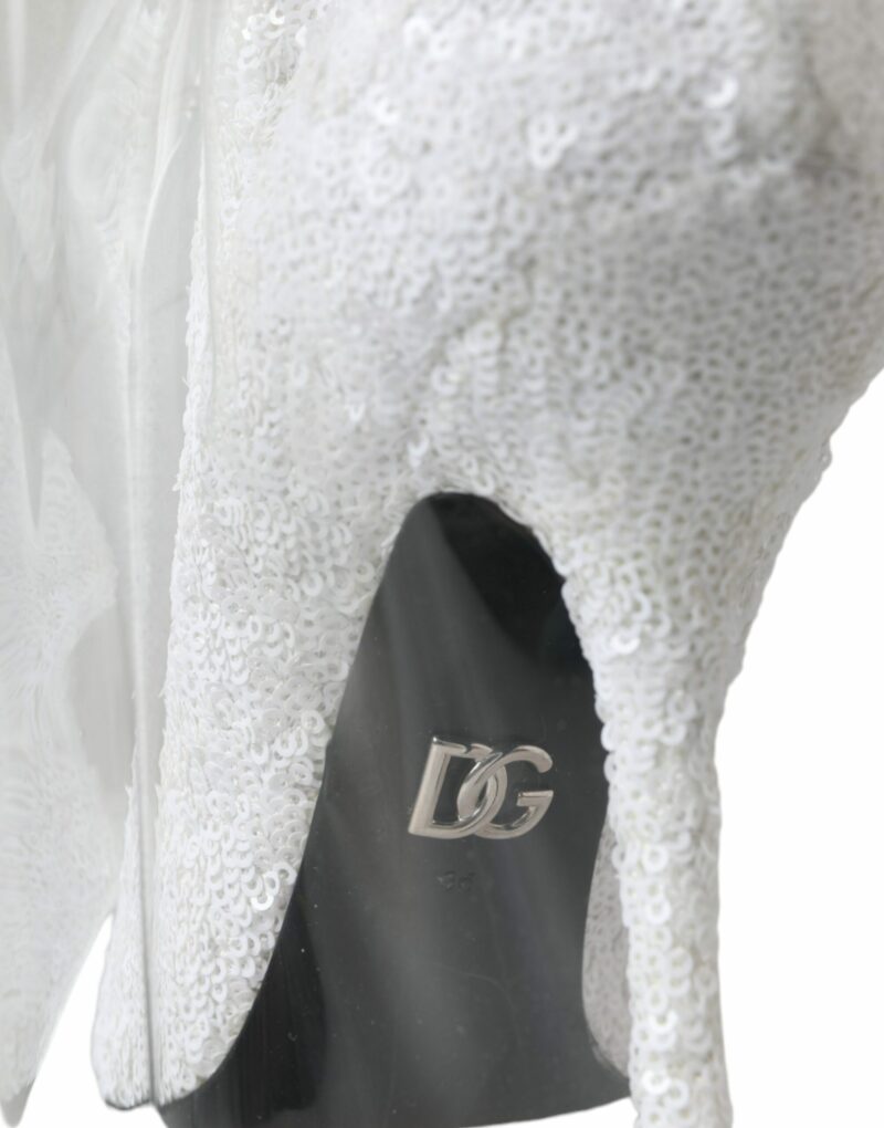 Dolce & Gabbana White Heels Stiletto Knee High Boots Shoes - Image 7