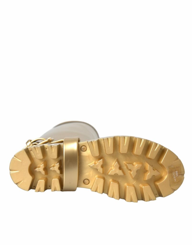 Dolce & Gabbana Metallic Gold Rubber PVC Rain Boots Shoes - Image 6
