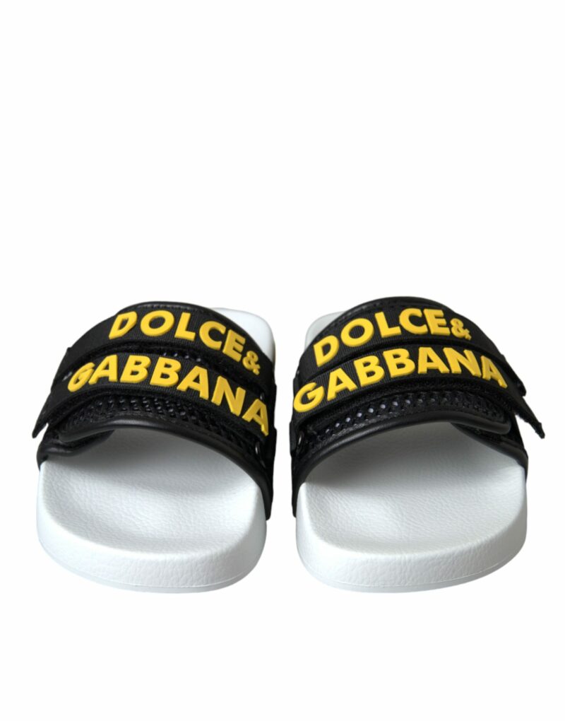 Dolce & Gabbana White Black Logo Beachwear Flats Sandals Shoes - Image 2