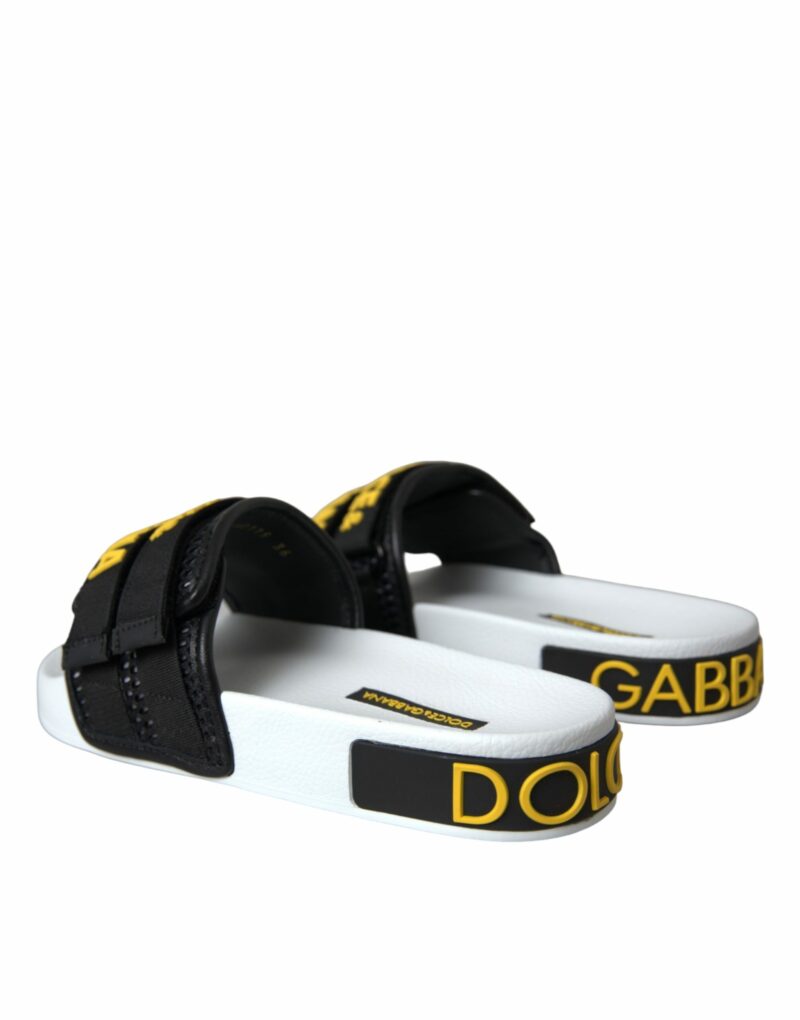 Dolce & Gabbana White Black Logo Beachwear Flats Sandals Shoes - Image 4