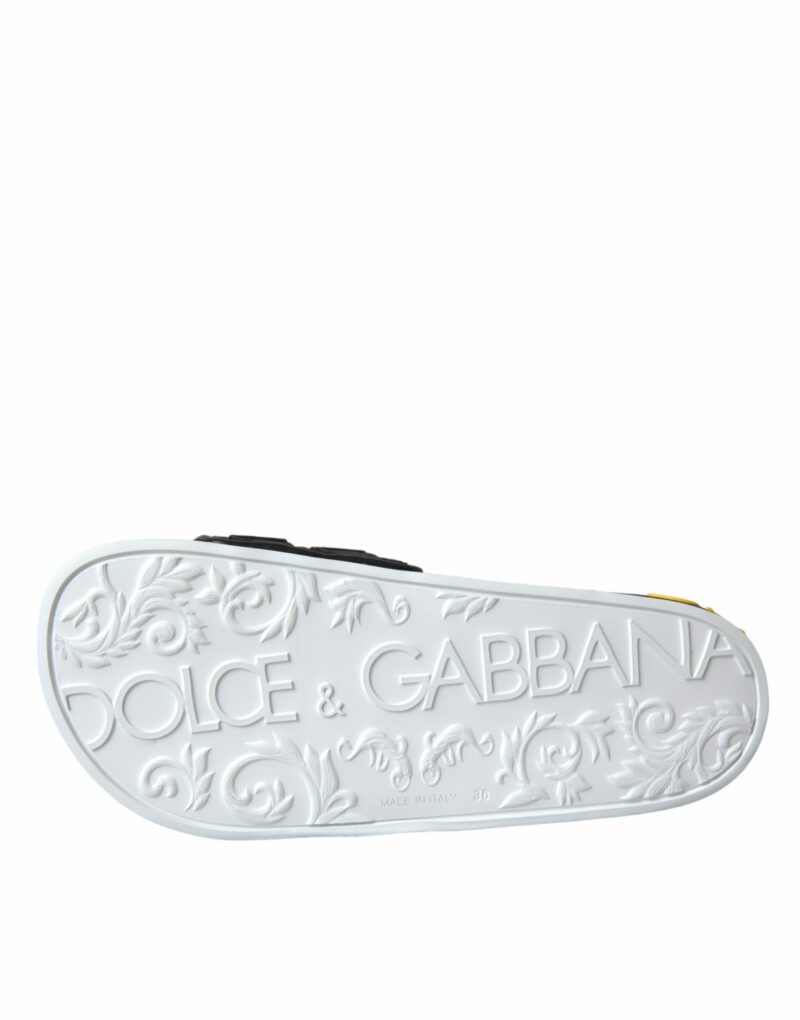 Dolce & Gabbana White Black Logo Beachwear Flats Sandals Shoes - Image 8