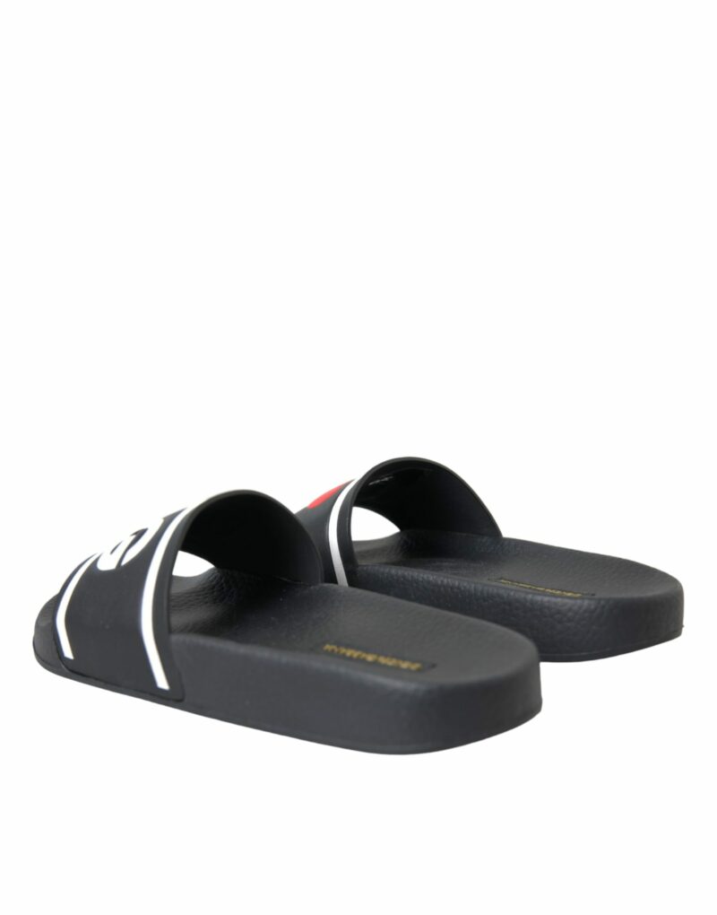 Dolce & Gabbana Black Leather I Love D&G Sandals Slides Shoes - Image 4