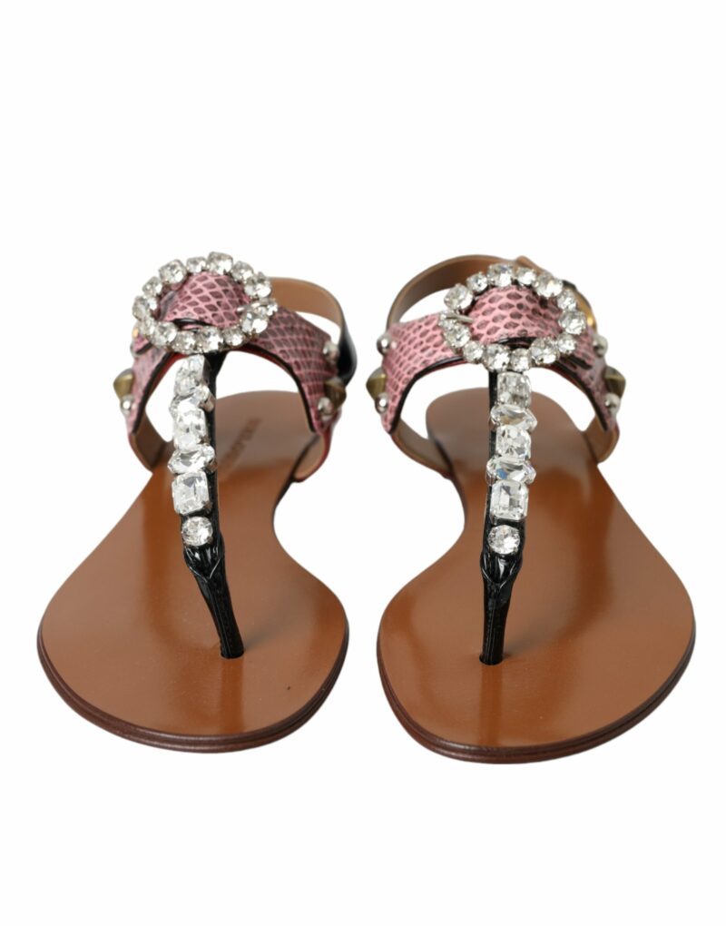 Dolce & Gabbana Multicolor Crystal Sandals Flip Flops Shoes - Image 2