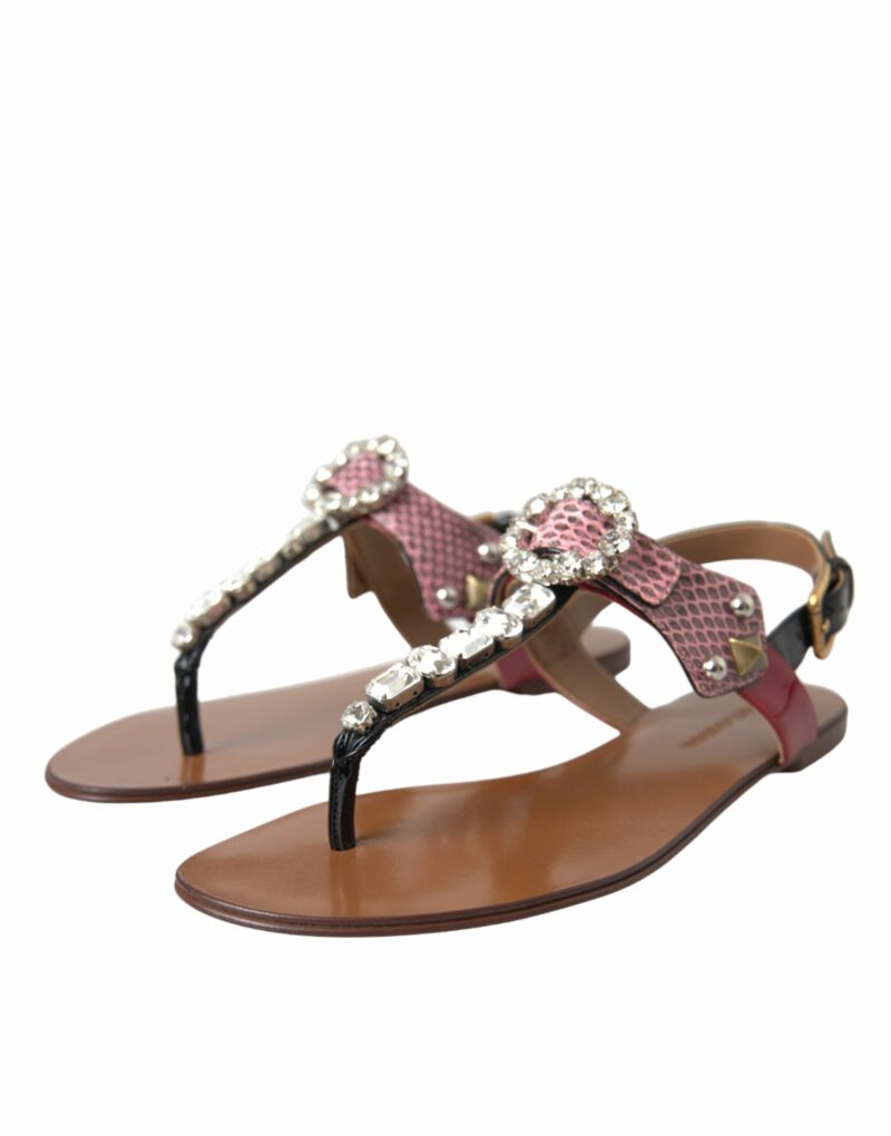 Dolce & Gabbana Multicolor Crystal Sandals Flip Flops Shoes - Image 3