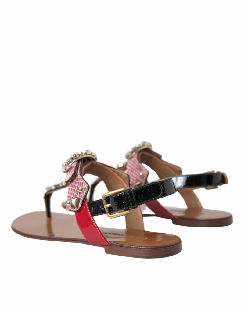 Dolce & Gabbana Multicolor Crystal Sandals Flip Flops Shoes - Image 4