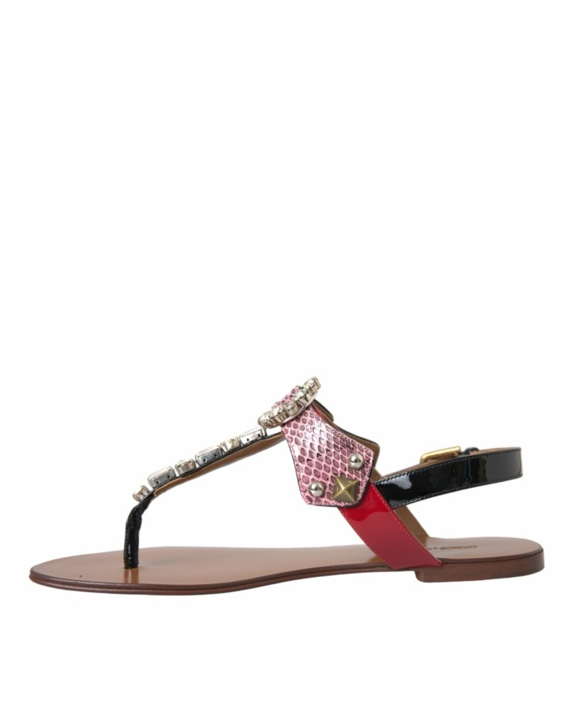 Dolce & Gabbana Multicolor Crystal Sandals Flip Flops Shoes - Image 5