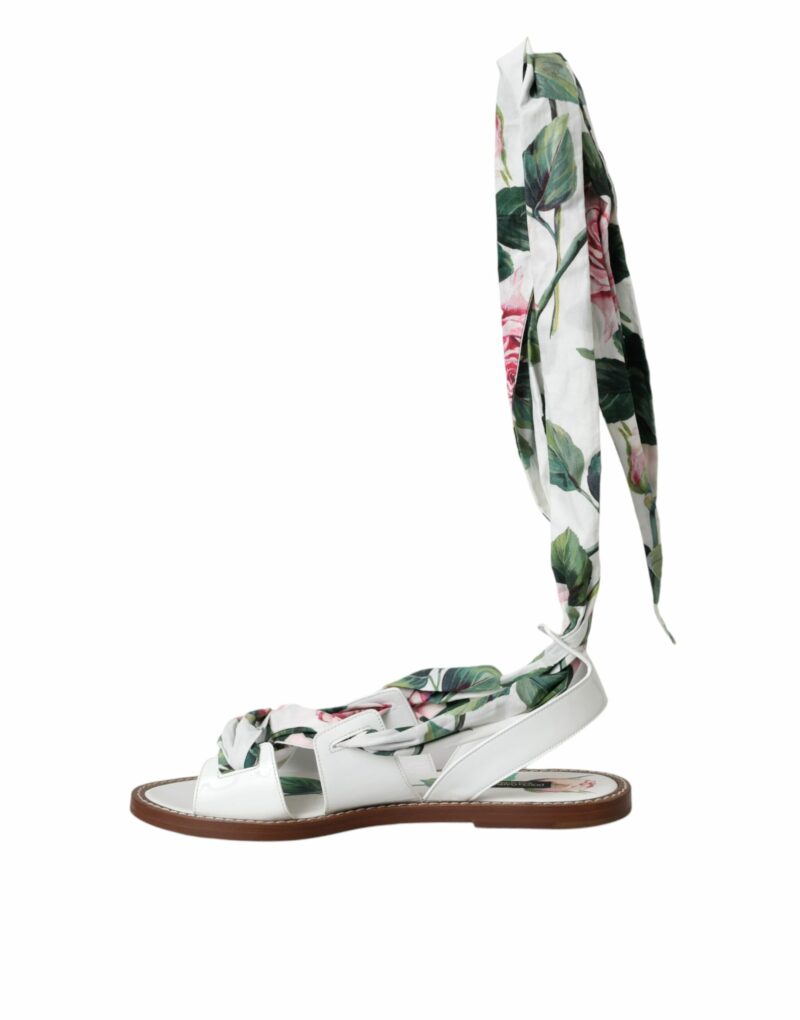 Dolce & Gabbana Multicolor Floral Print Ankle Wrap Sandals Shoes - Image 5