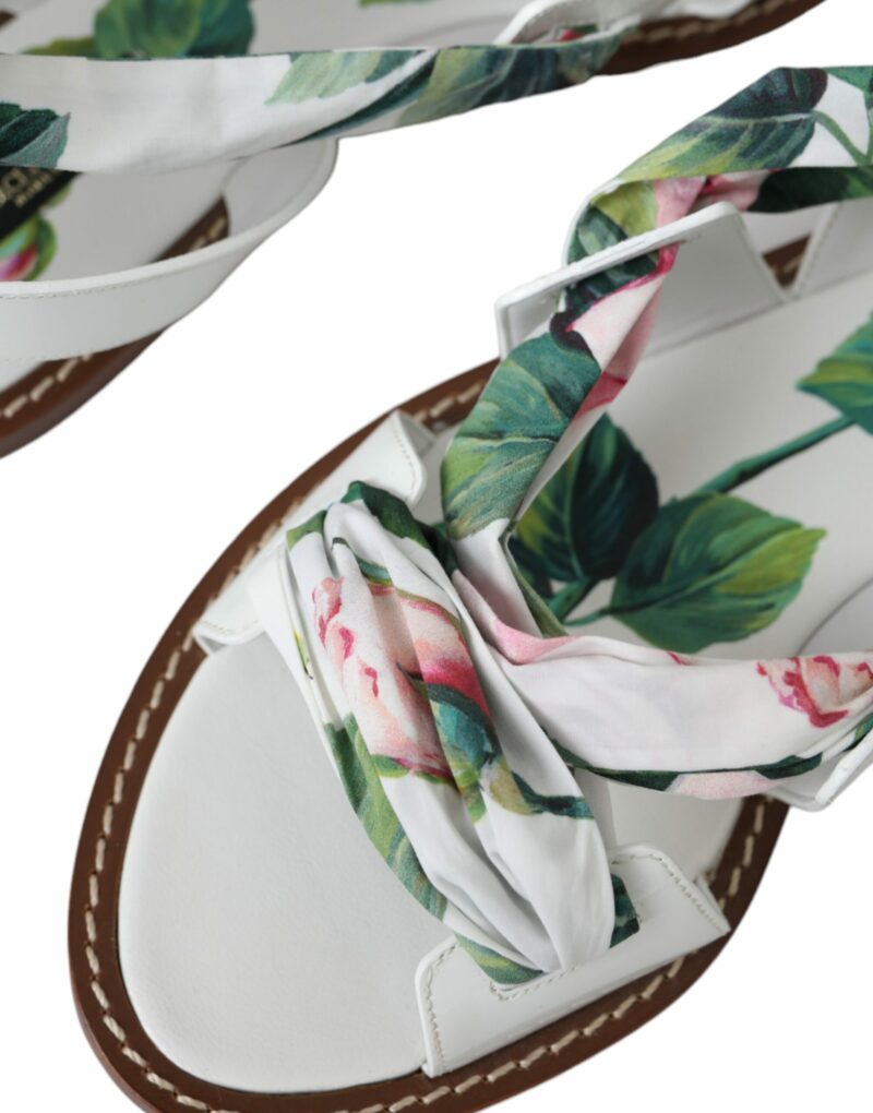 Dolce & Gabbana Multicolor Floral Print Ankle Wrap Sandals Shoes - Image 7