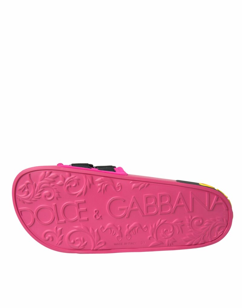 Dolce & Gabbana Pink Black Logo Beachwear Flats Sandals Shoes - Image 6
