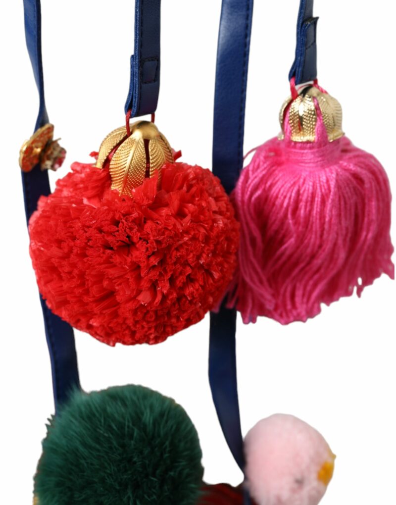 Dolce & Gabbana Multicolor Pom Pom Fur Wrap Sandals Shoes - Image 8