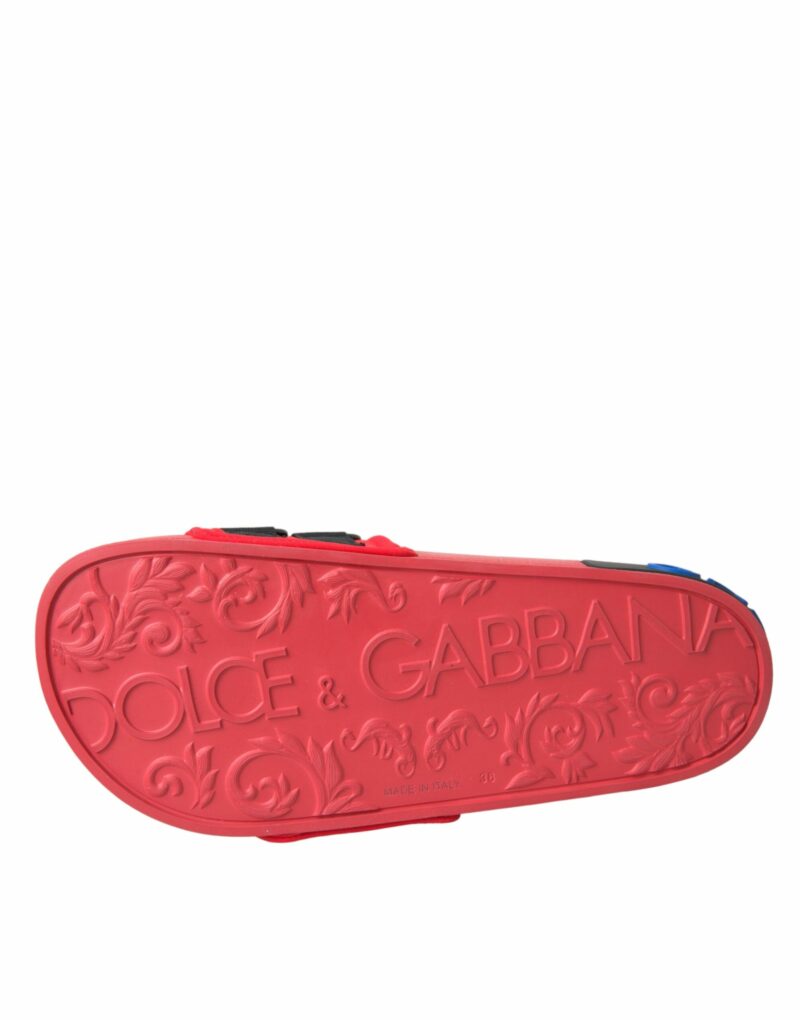 Dolce & Gabbana Red Black Logo Beachwear Flats Sandals Shoes - Image 6