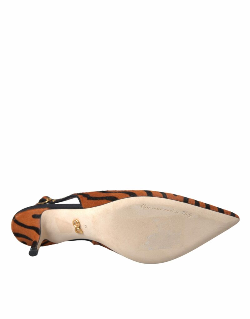 Dolce & Gabbana Black Orange Zebra Leather Slingbacks Shoes - Image 6