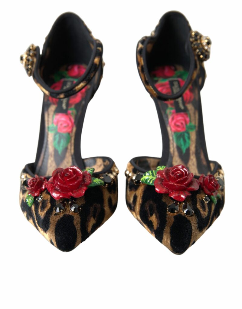 Dolce & Gabbana Brown Leopard Floral Crystal Mary Janes Pumps Shoes - Image 2