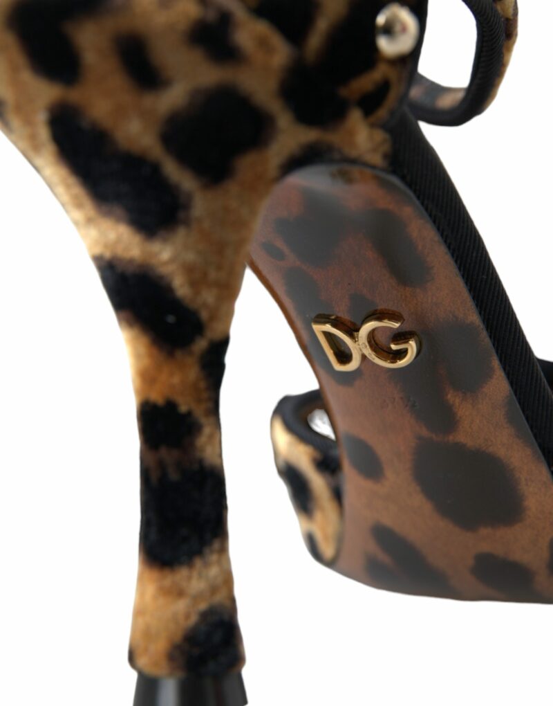 Dolce & Gabbana Brown Leopard Floral Crystal Mary Janes Pumps Shoes - Image 7