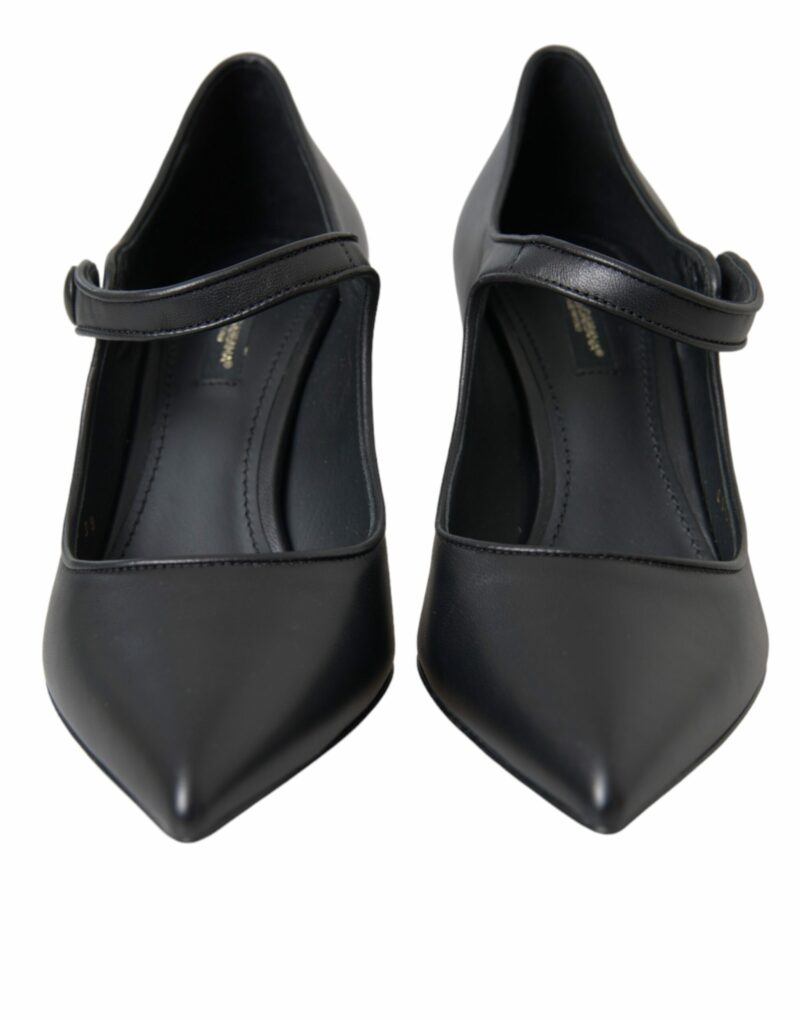 Dolce & Gabbana Black Leather Logo Heels Mary Janes Pumps Shoes - Image 2