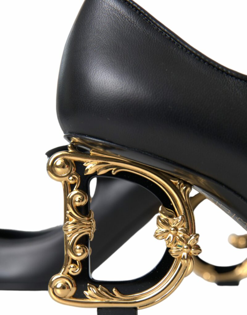 Dolce & Gabbana Black Leather Logo Heels Mary Janes Pumps Shoes - Image 5
