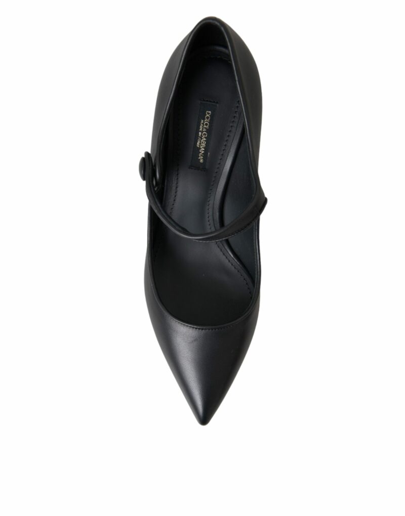 Dolce & Gabbana Black Leather Logo Heels Mary Janes Pumps Shoes - Image 6