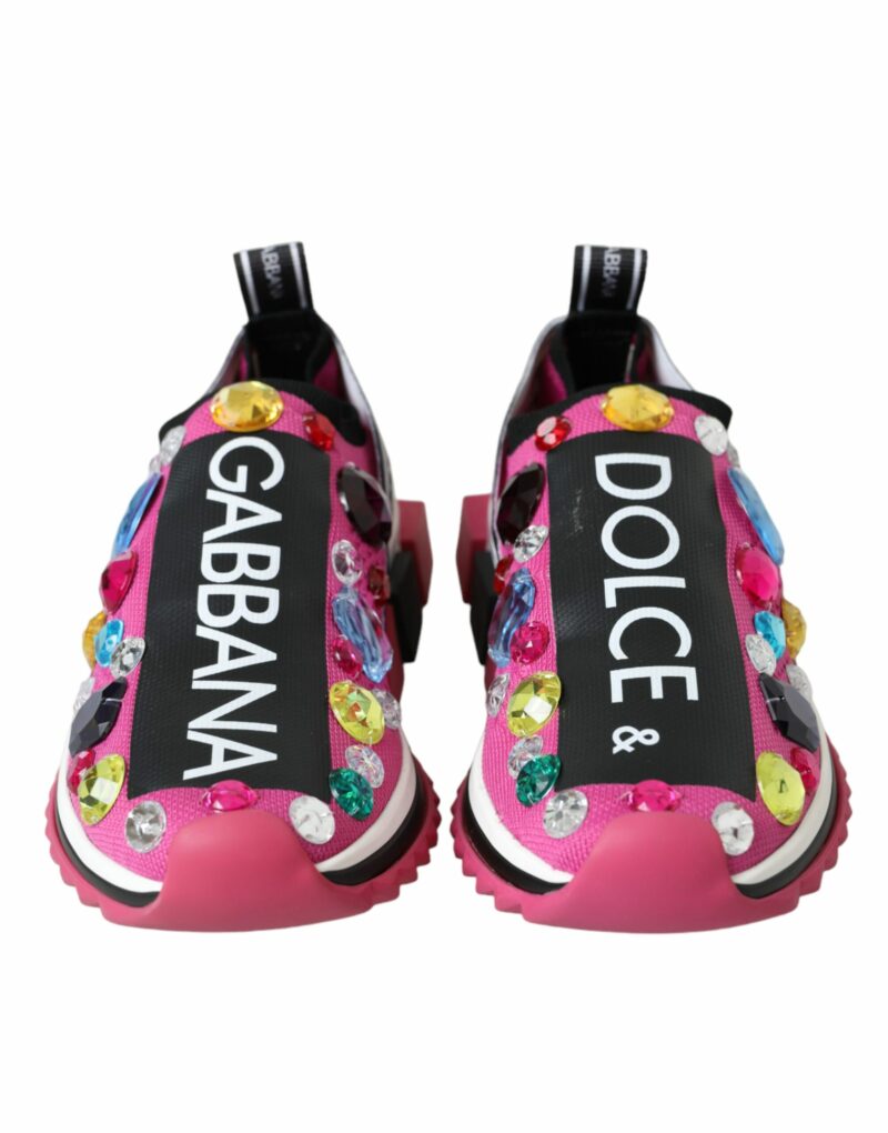 Dolce & Gabbana Pink Sorrento Crystals Sneakers Shoes - Image 2
