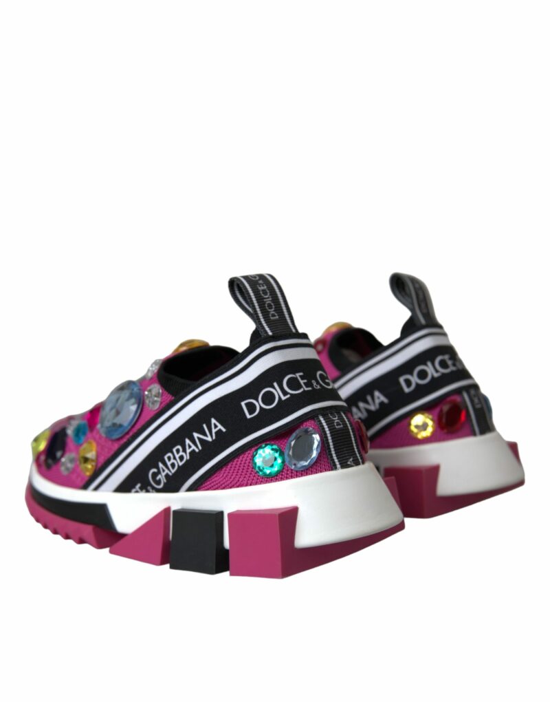 Dolce & Gabbana Pink Sorrento Crystals Sneakers Shoes - Image 4