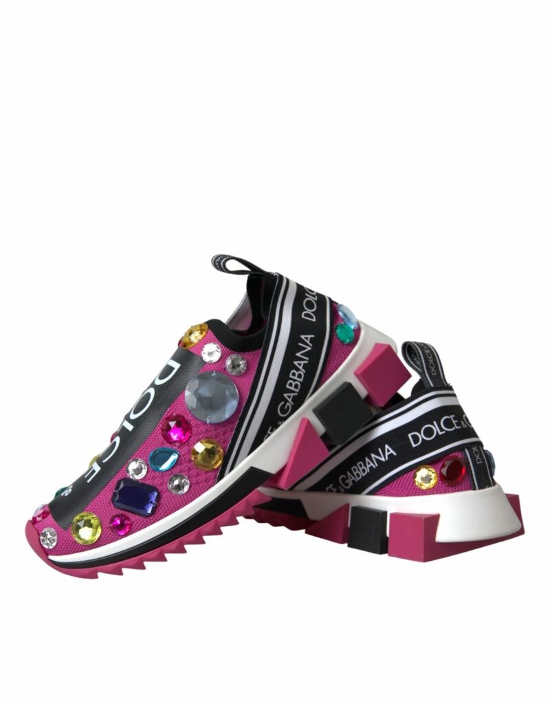 Dolce & Gabbana Pink Sorrento Crystals Sneakers Shoes - Image 8