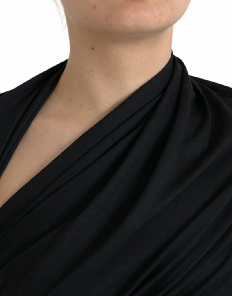 Dolce & Gabbana Black Wool Cutout Asymmetric Long Sleeve Top - Image 5