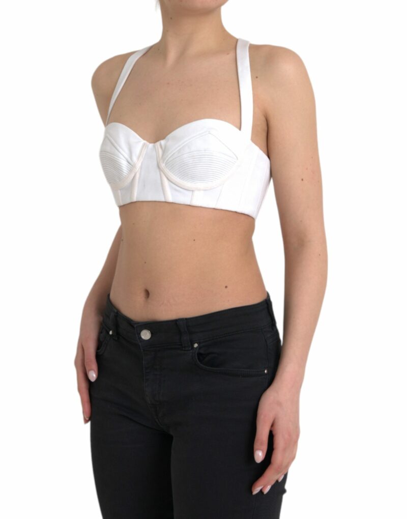 Versace White Viscose Bustier Sleeveless Cropped Top - Image 2
