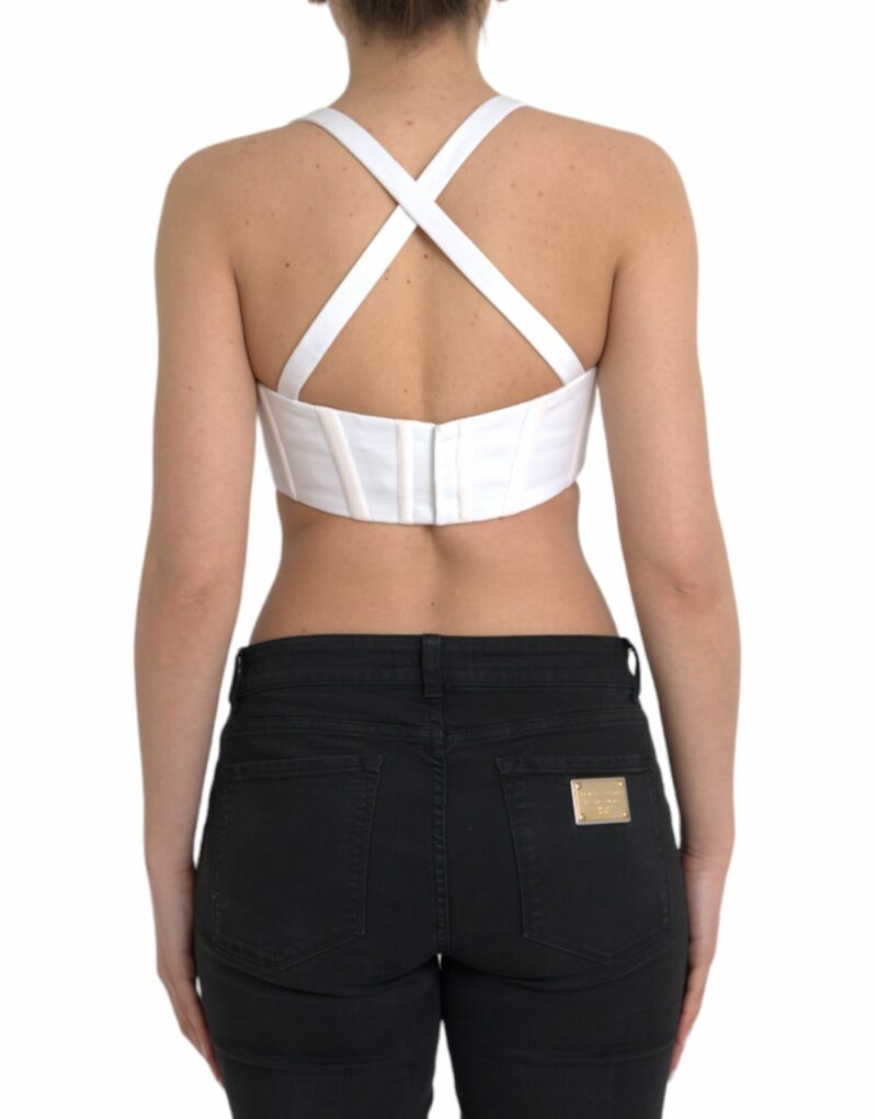 Versace White Viscose Bustier Sleeveless Cropped Top - Image 3