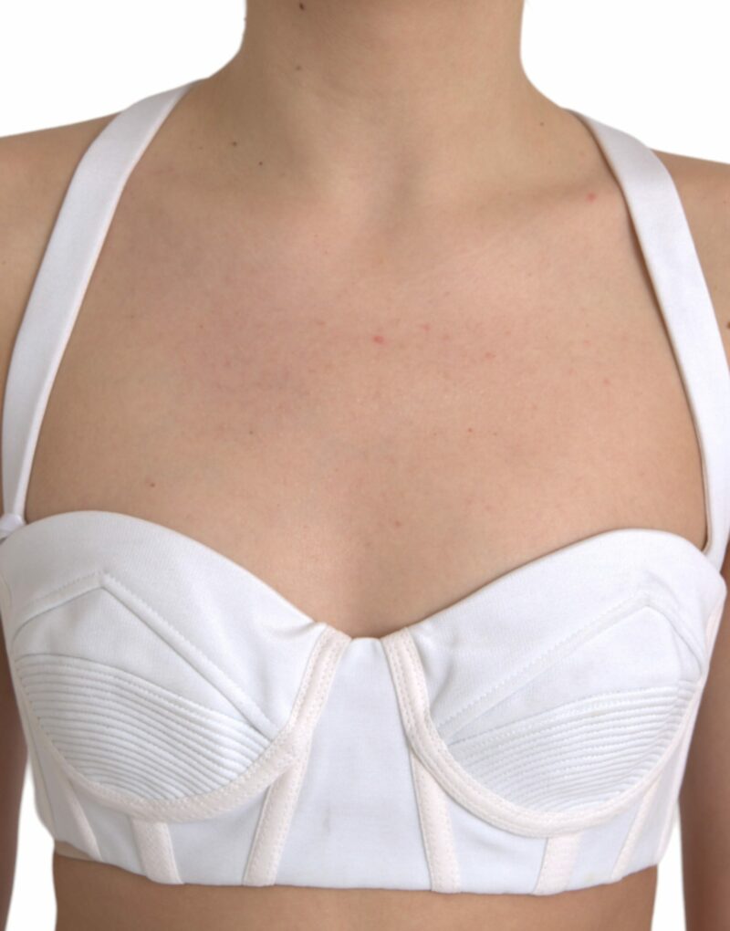 Versace White Viscose Bustier Sleeveless Cropped Top - Image 4