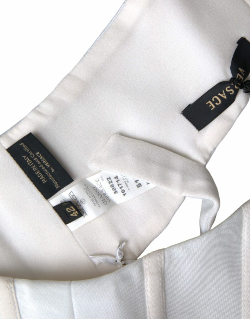 Versace White Viscose Bustier Sleeveless Cropped Top - Image 6