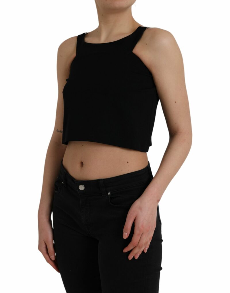 Dolce & Gabbana Black Sleeveless Round Neck Cropped Tank Top - Image 2