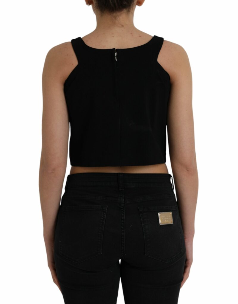 Dolce & Gabbana Black Sleeveless Round Neck Cropped Tank Top - Image 3