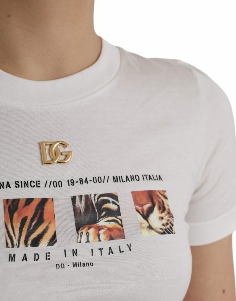 Dolce & Gabbana White Cotton Short Sleeves Crew Neck T-shirt - Image 5