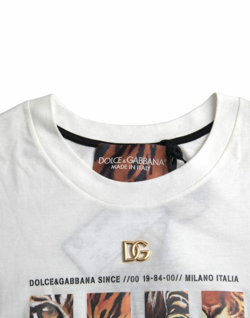 Dolce & Gabbana White Cotton Short Sleeves Crew Neck T-shirt - Image 6