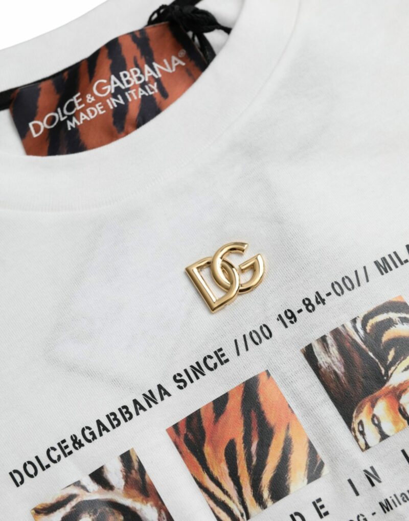 Dolce & Gabbana White Cotton Short Sleeves Crew Neck T-shirt - Image 7