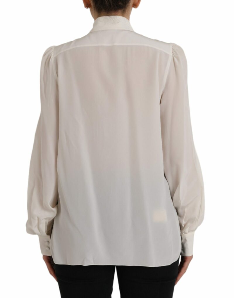 Dolce & Gabbana Off White Long Sleeve Button Down Blouse Top - Image 4