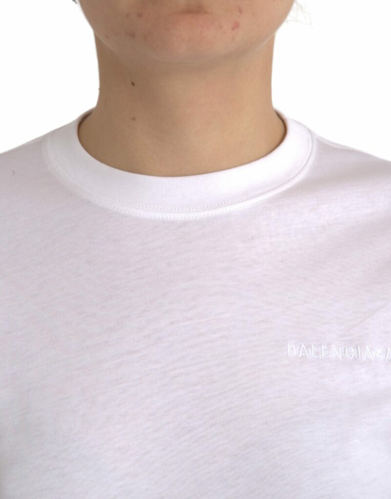 Balenciaga White Cotton Crew Neck Short Sleeves T-shirt - Image 4