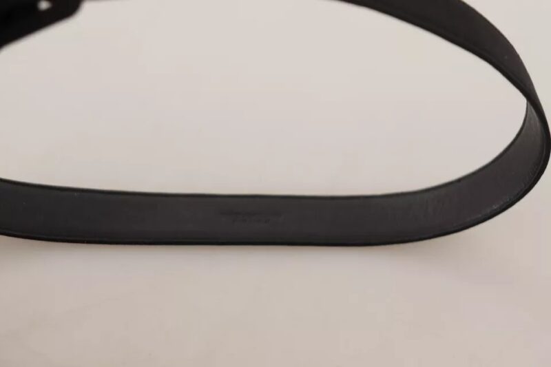 Dolce & Gabbana Black Velvet Leather Logo Waist Buckle Belt - Image 5