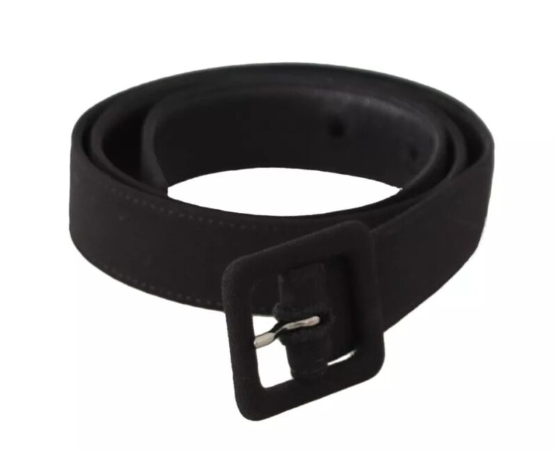 Dolce & Gabbana Black Velvet Leather Logo Waist Buckle Belt - Image 3