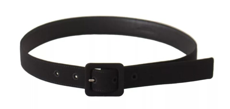 Dolce & Gabbana Black Velvet Leather Logo Waist Buckle Belt - Image 4