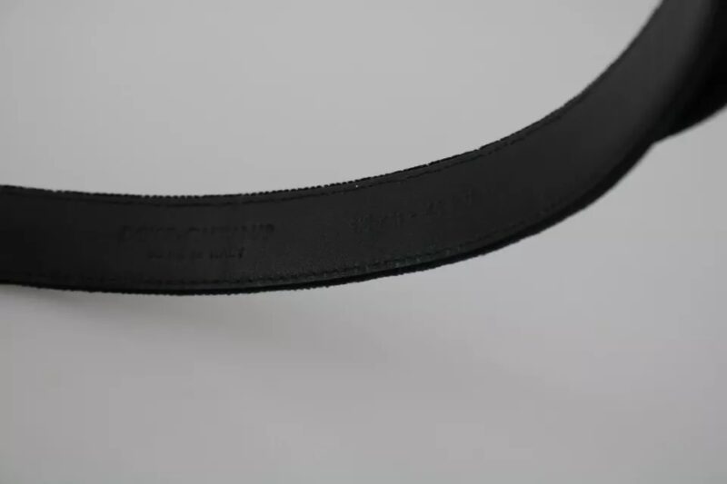 Dolce & Gabbana Black Velvet Leather Silver Buckle Belt - Image 5
