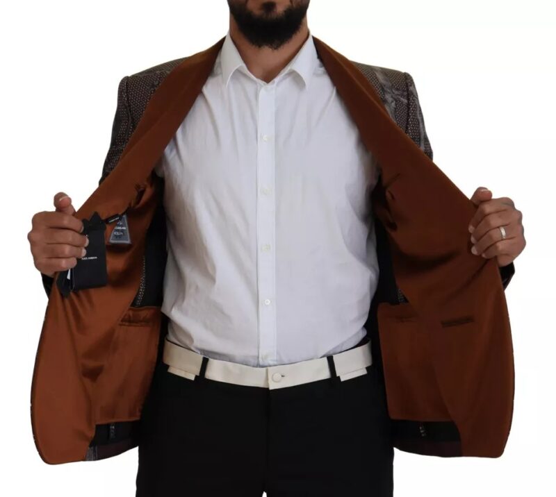 Dolce & Gabbana Bronze Monkey Print Silk Slim Jacket Blazer - Image 8